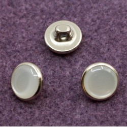 Metal shank button with stone