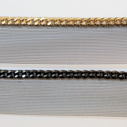 Metal chain on tulle 