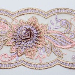 Tulle lace with embroidered flowers