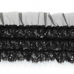 3 rows of lace on tulle 100% polyester