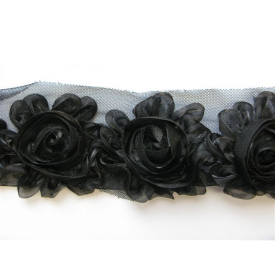 TULLE RIBBON WITH ORGANZA ROSES