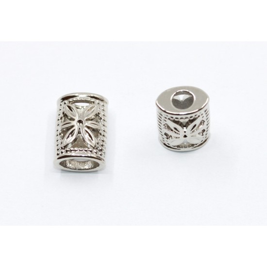 Cord end metal flower