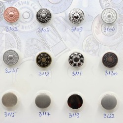 Jeans buttons caps shade card