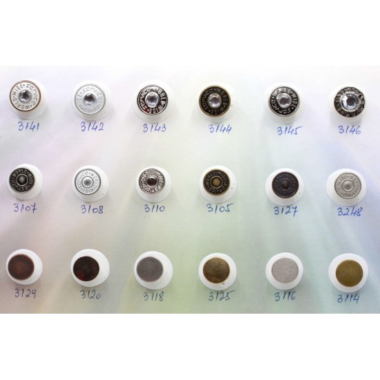 Jeans buttons caps shade card
